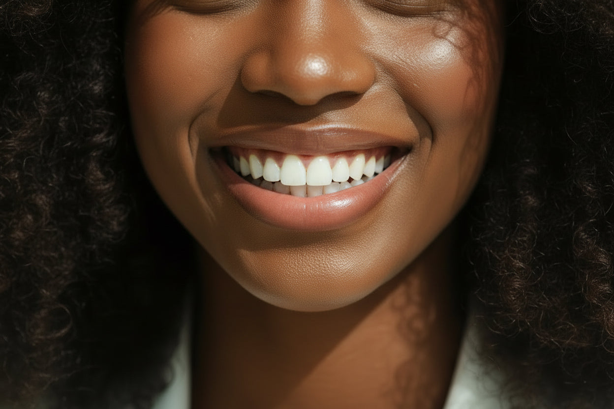 close up on lady teeth